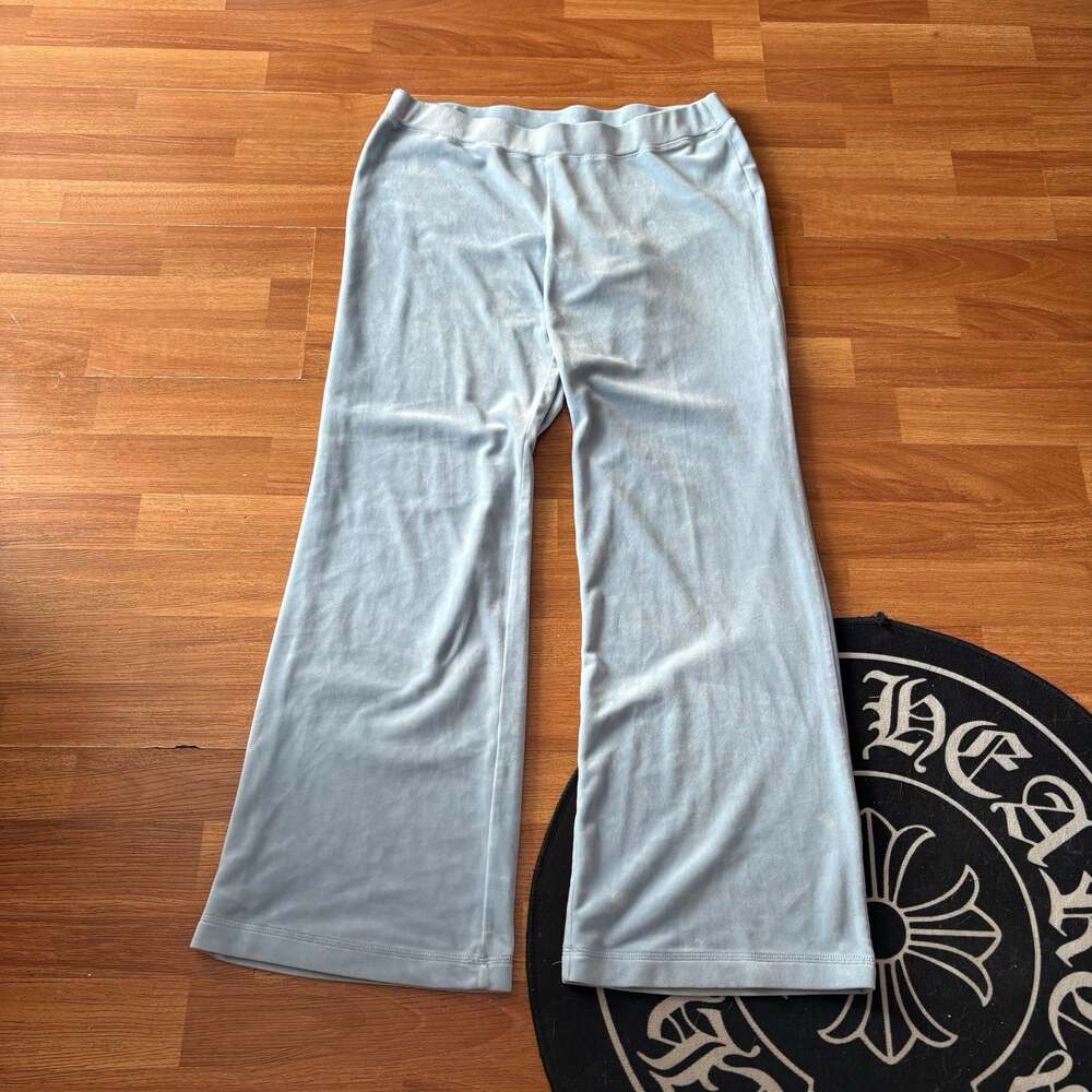 Juicy Couture Light Blue Velour Rhinestone Flare Track Pants